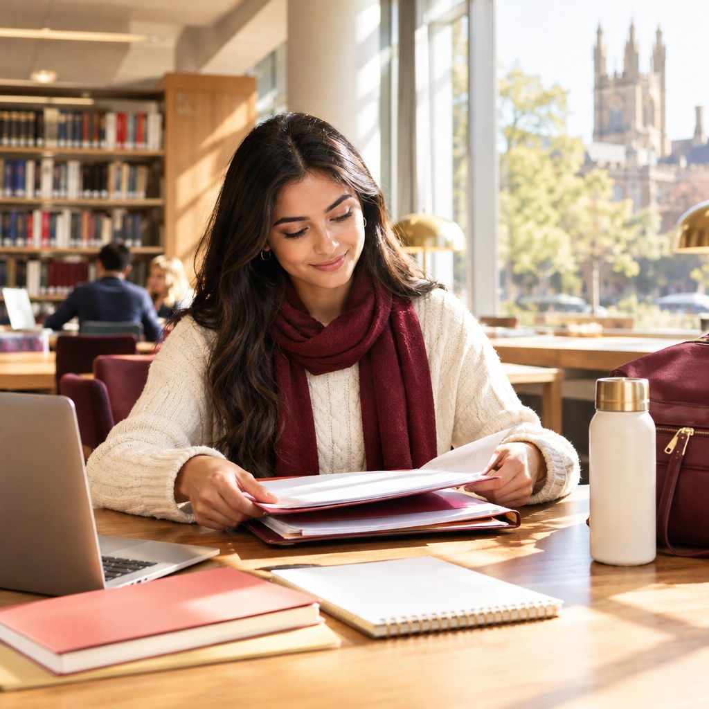 Student reviewing documents for a Genuine Student response