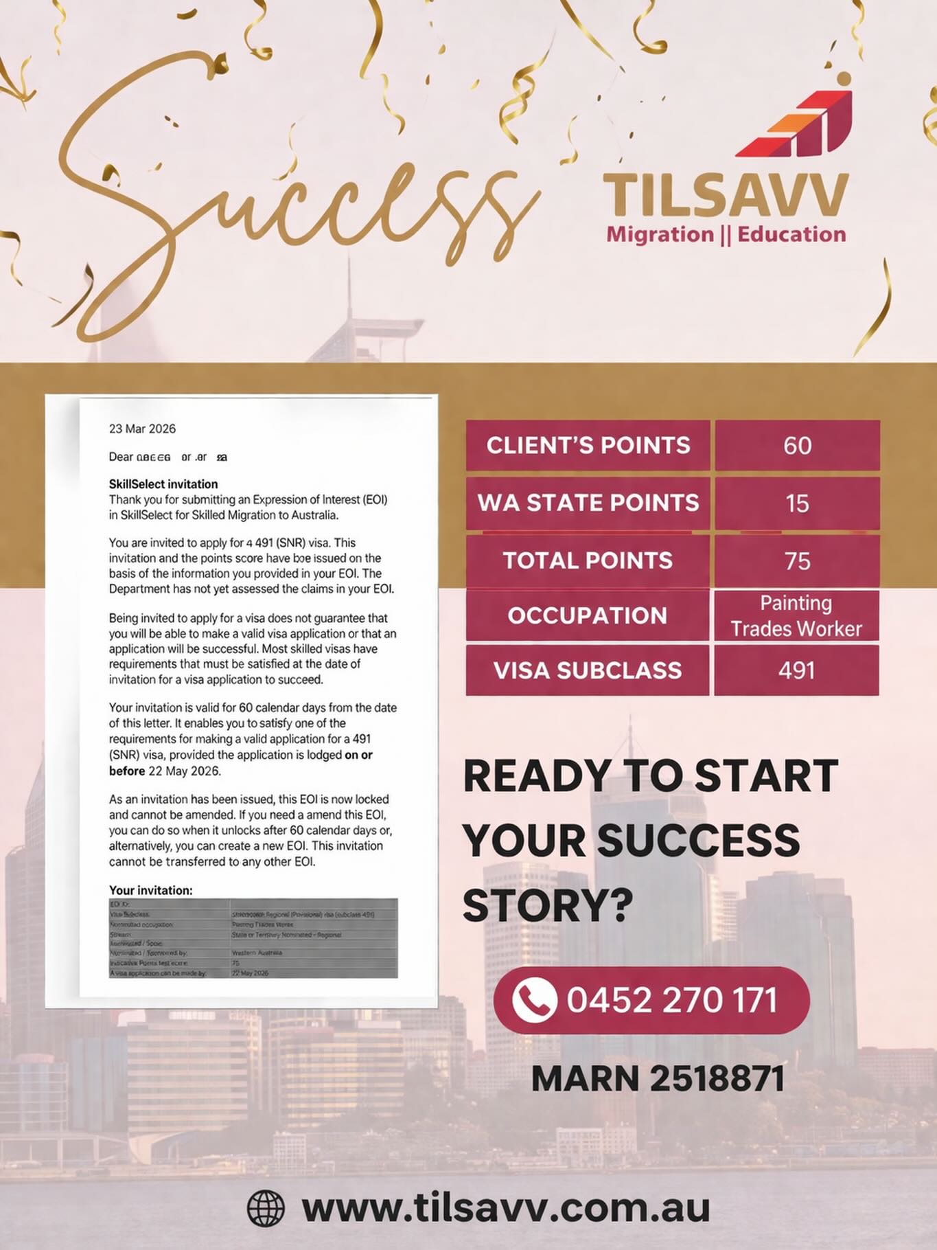 Outcome evidence from TILSAVV’s Western Australia invitation social poster