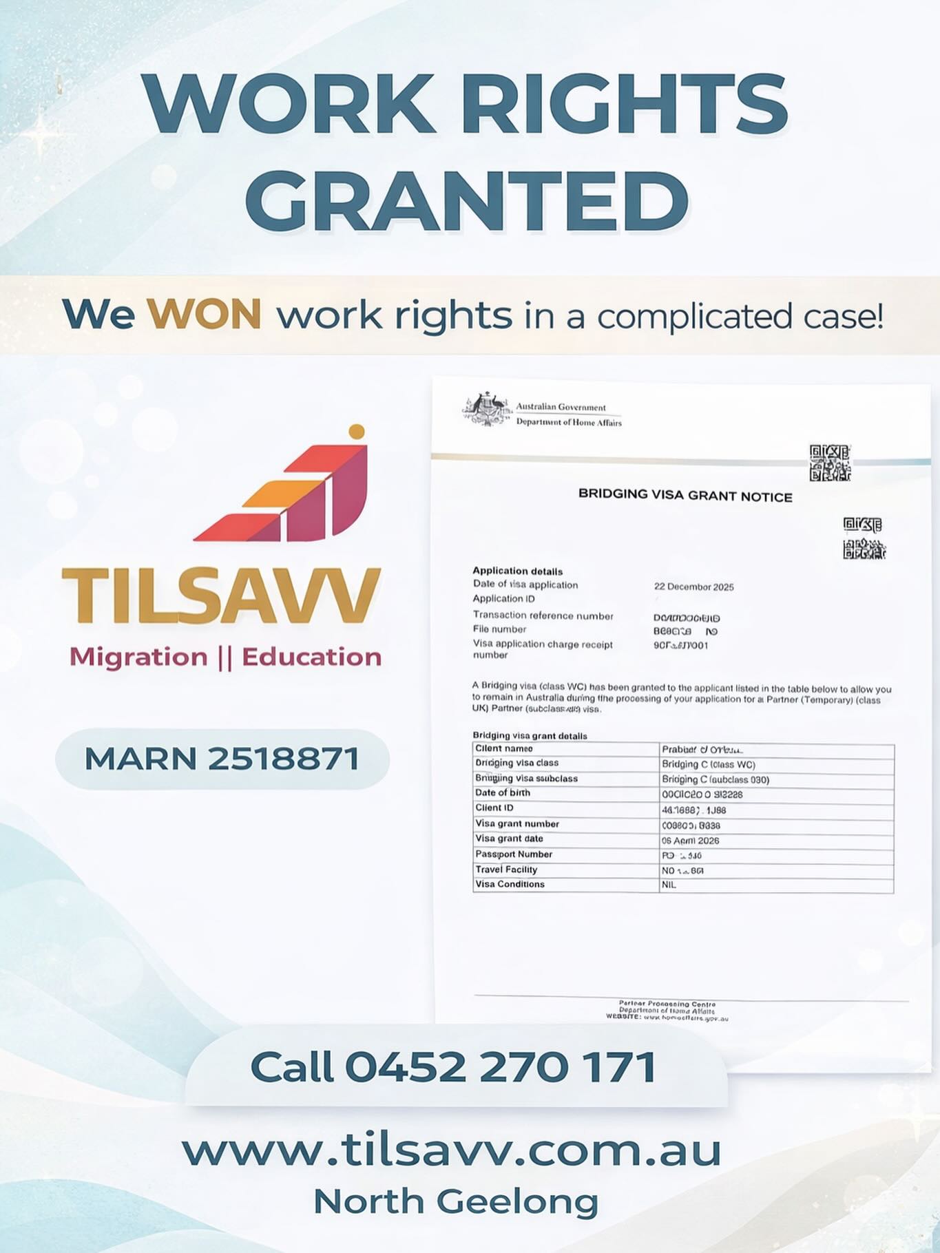 Outcome evidence from TILSAVV’s Work rights secured social poster