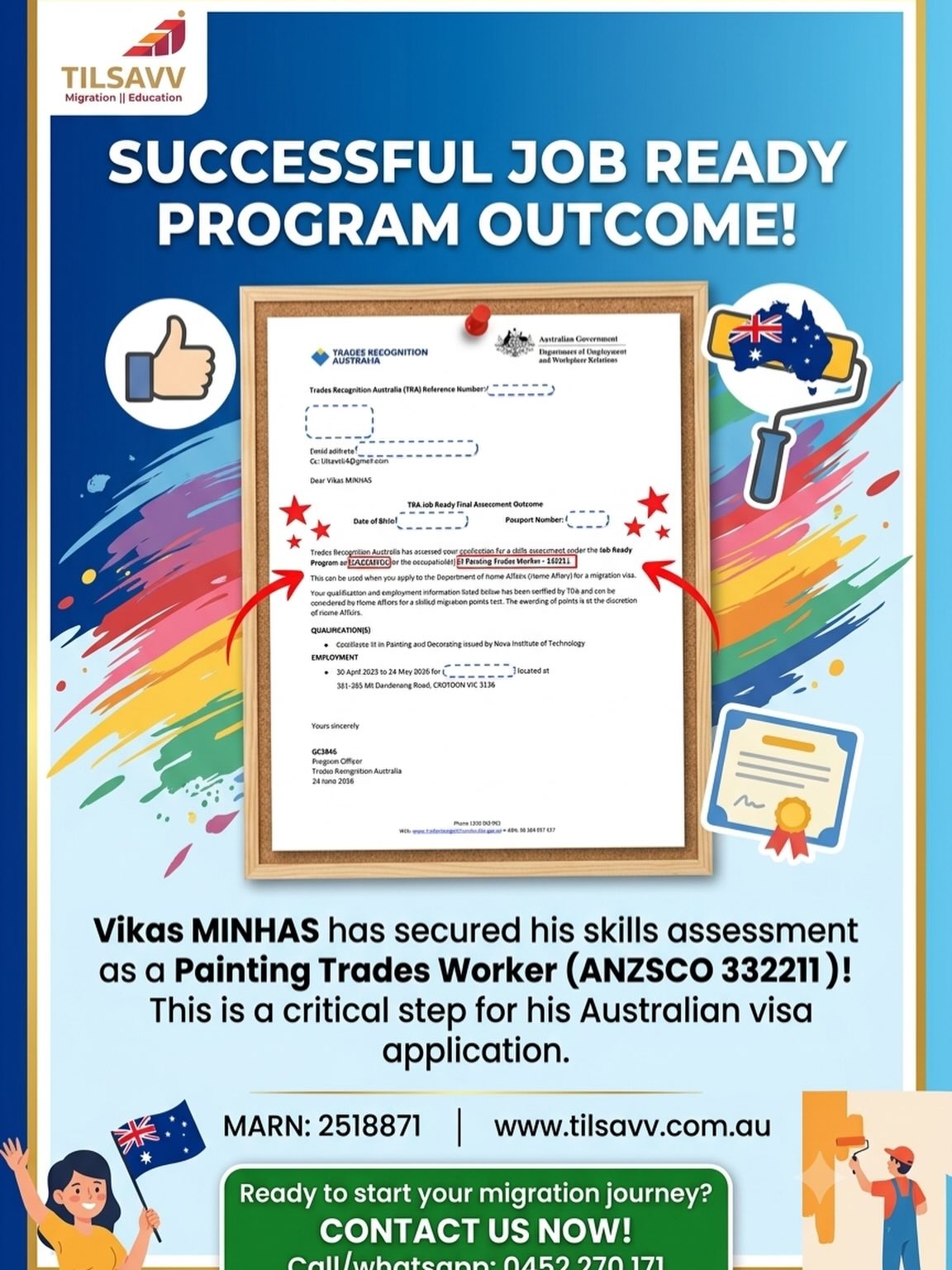 Outcome evidence from TILSAVV’s Job Ready Program milestone social poster