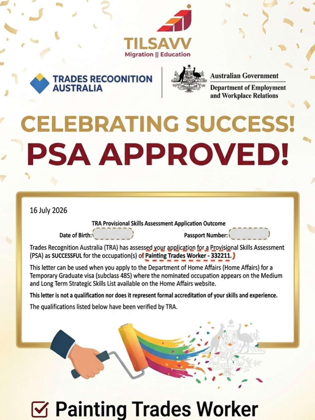 Outcome evidence from TILSAVV’s Painting skills milestone social poster