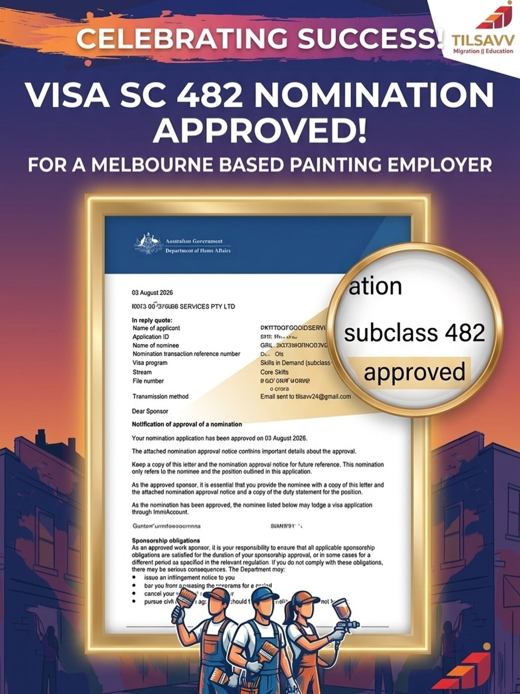 Outcome evidence from TILSAVV’s Painting employer nomination social poster
